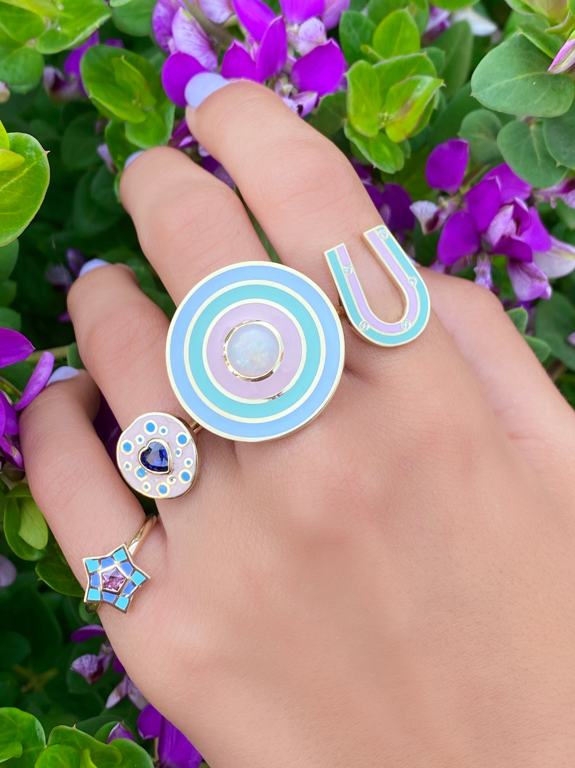 Enamel deco jewelry designs online 18K Yellow Gold Enamel and