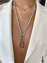 14K Yellow Gold Amazonite and Gold Bead Celebration Necklace