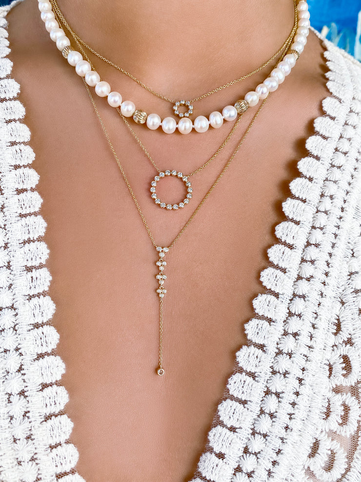 14K YG Mini Blossom Diamond Necklace