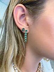 14K YG Emerald Hearts Gypsy Earrings