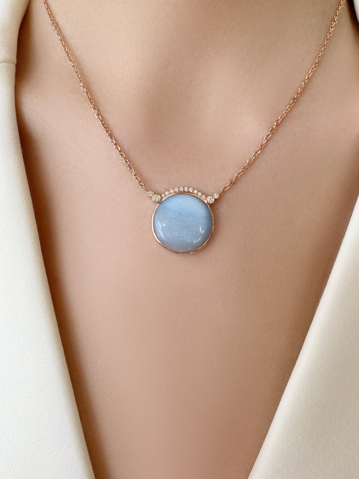 14K RG Lavender Opal Diamond Necklace