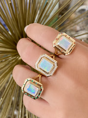 14K YG Opal and Orange Sapphire Ring