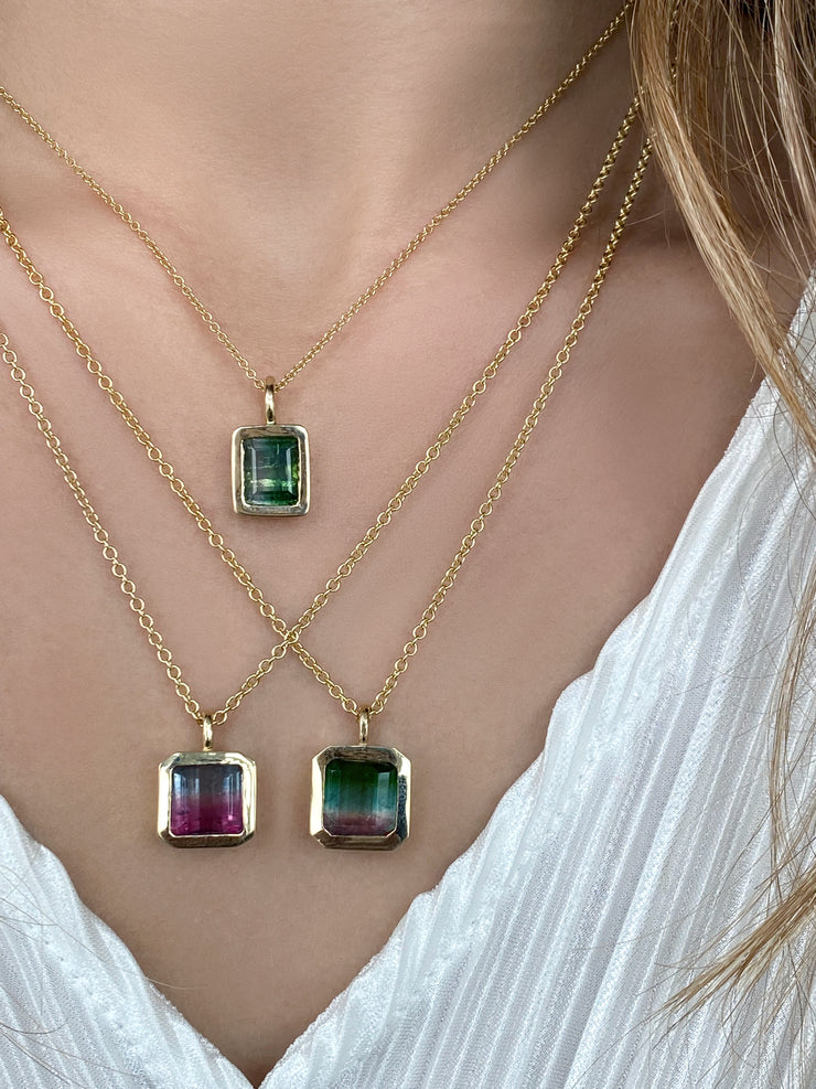 14K YG Watermelon Tourmaline Gypsy Charm