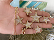 14K Gold Star Diamond Pave Earrings