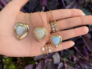 14K YG Heart Shaped Ethiopian Opal and Diamond Necklace