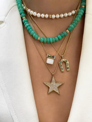 14K YG Opal, Peridot and Aquamarine Mosaic Necklace
