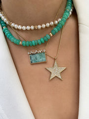 14K YG Emerald Diamond Necklace