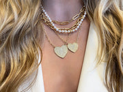 14K Large Heart Diamond Disc Necklace
