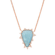 14K RG Aquamarine Diamond Necklace
