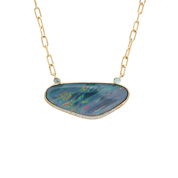 14K YG Opal and Alexandrite Diamond necklace