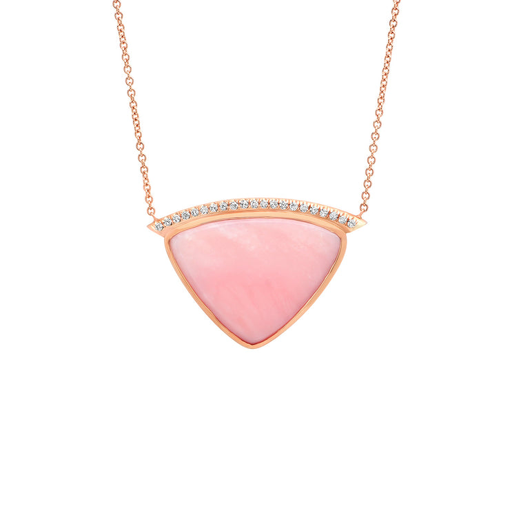 14K RG Pink Opal Diamond Necklace
