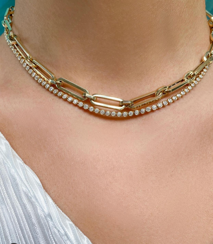 14K Bezel Set Diamond Tennis Necklace