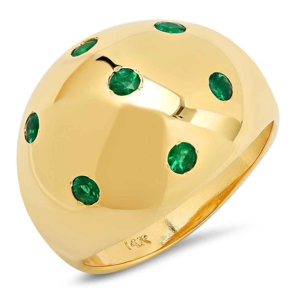 Sig Ward Jewelry 14K Gold Dome Diamond Ring Featuring a Contemporary Dome Design with Natural Diamond Accents