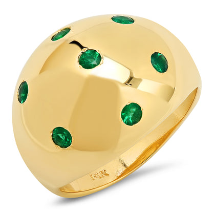 Sig Ward Jewelry 14K Gold Dome Diamond Ring Featuring a Contemporary Dome Design with Natural Diamond Accents
