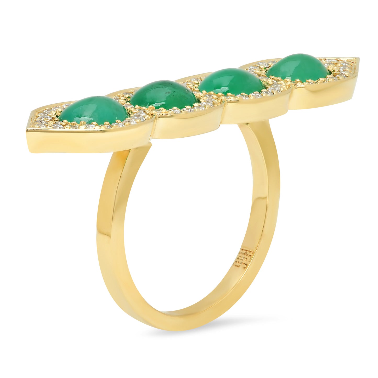 Sig Ward Jewelry 18K Yellow Gold Emerald Deco Diamond Ring with Emerald Cut Gemstone and Accent Diamonds