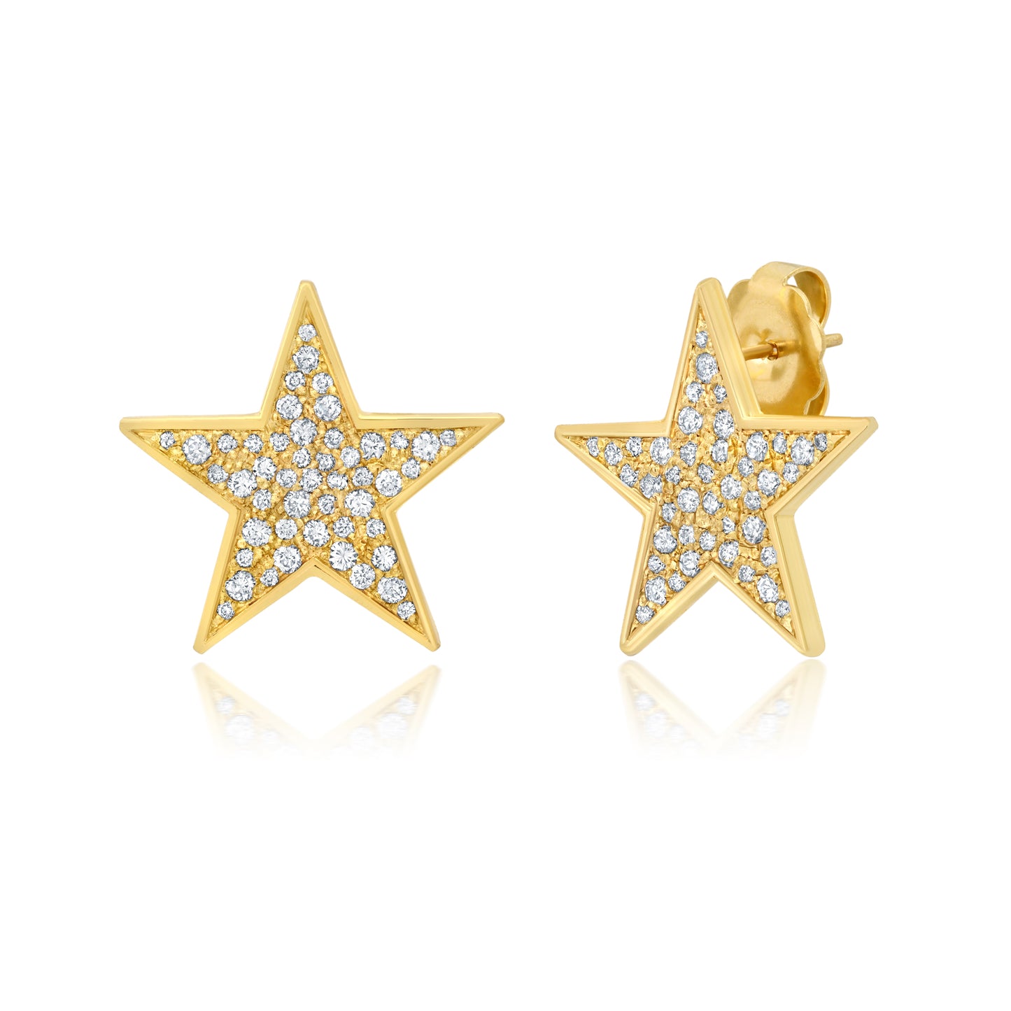 Sig Ward Jewelry 14K gold star diamond pavé earrings featuring sparkling diamond accents and a celestial-inspired design, a luxury fine jewelry piece with an elegant and timeless style.