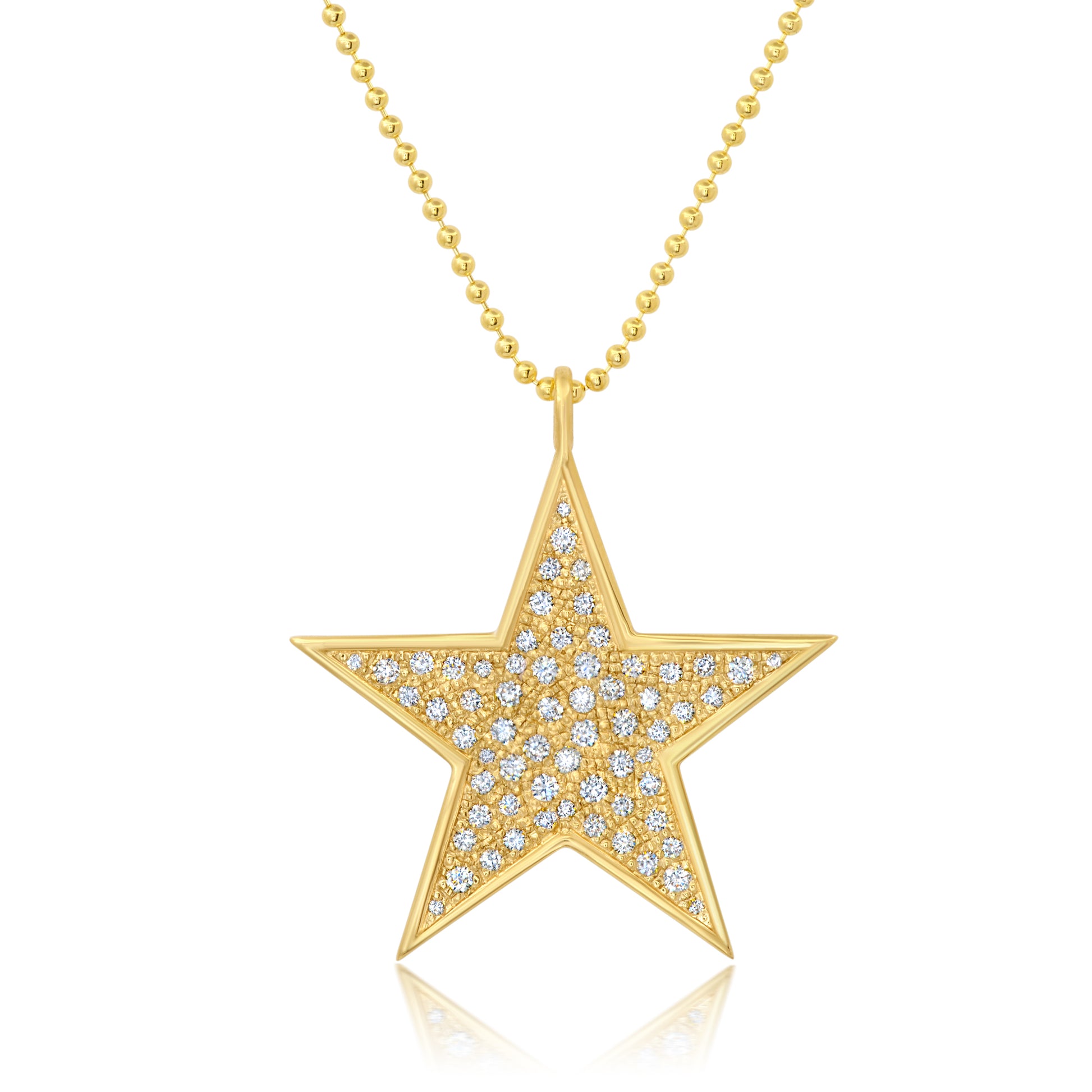 Sig Ward Jewelry 14K Large Gold Star Diamond Disc Necklace 