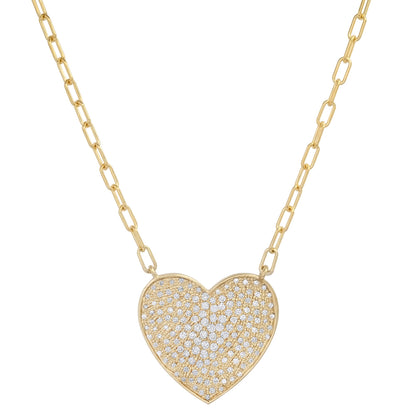 Sig Ward Jewelry 14K Large Heart Diamond Disc Necklace