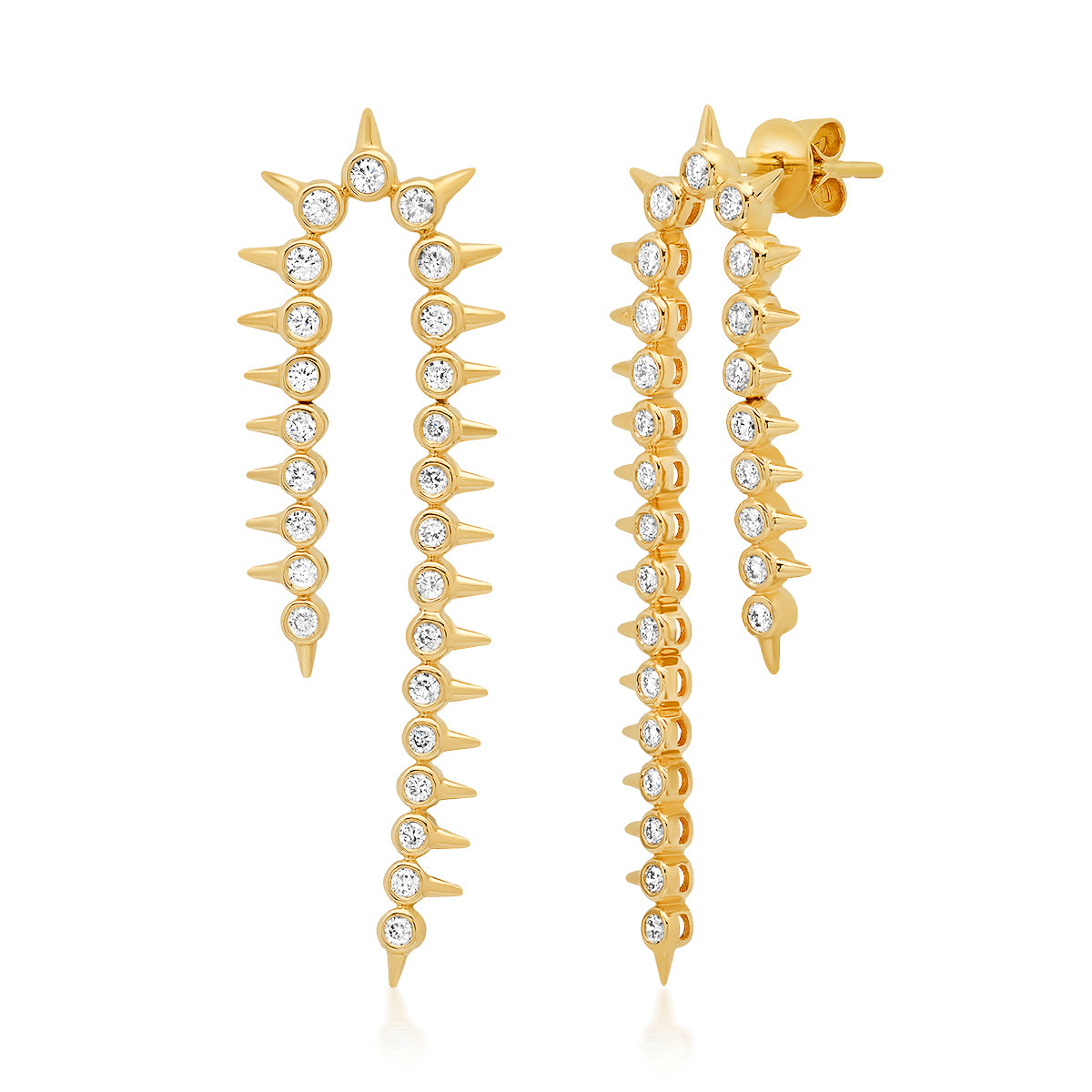 Sig Ward Jewelry 14K Orbis diamond cascade earrings featuring cascading diamond details, a luxury fine jewelry piece with an elegant and timeless design.