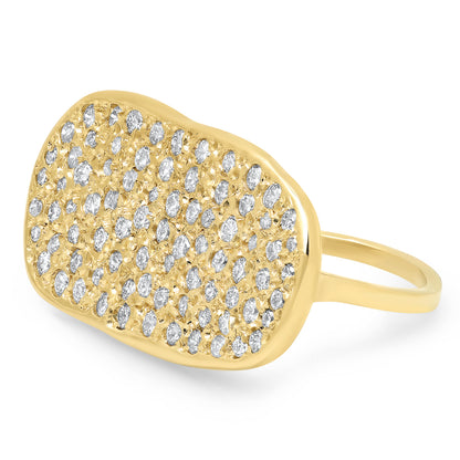 Sig Ward Jewelry 14K gold oval diamond disc ring featuring an elegant oval design with sparkling diamond accents, a luxury fine jewelry piece with a sophisticated and timeless style.