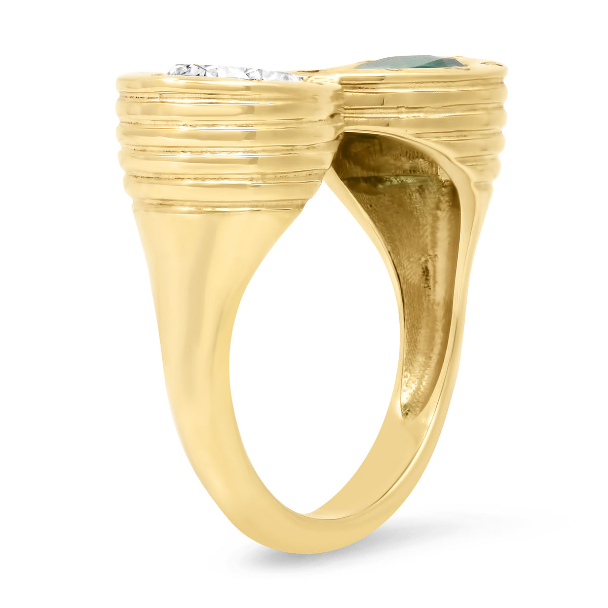 Sig Ward Jewelry 14K YG Aquamarine and Diamond Infinity Ring