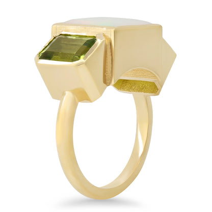 Sig Ward Jewelry  14K YG Ethiopian Opal and Peridot Trilogy Ring
