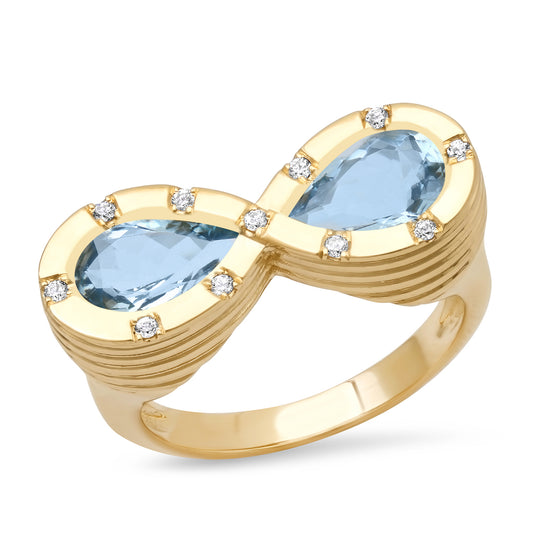Sig Ward Jewelry 14K YG Moissanite and Diamond Infinity Ring