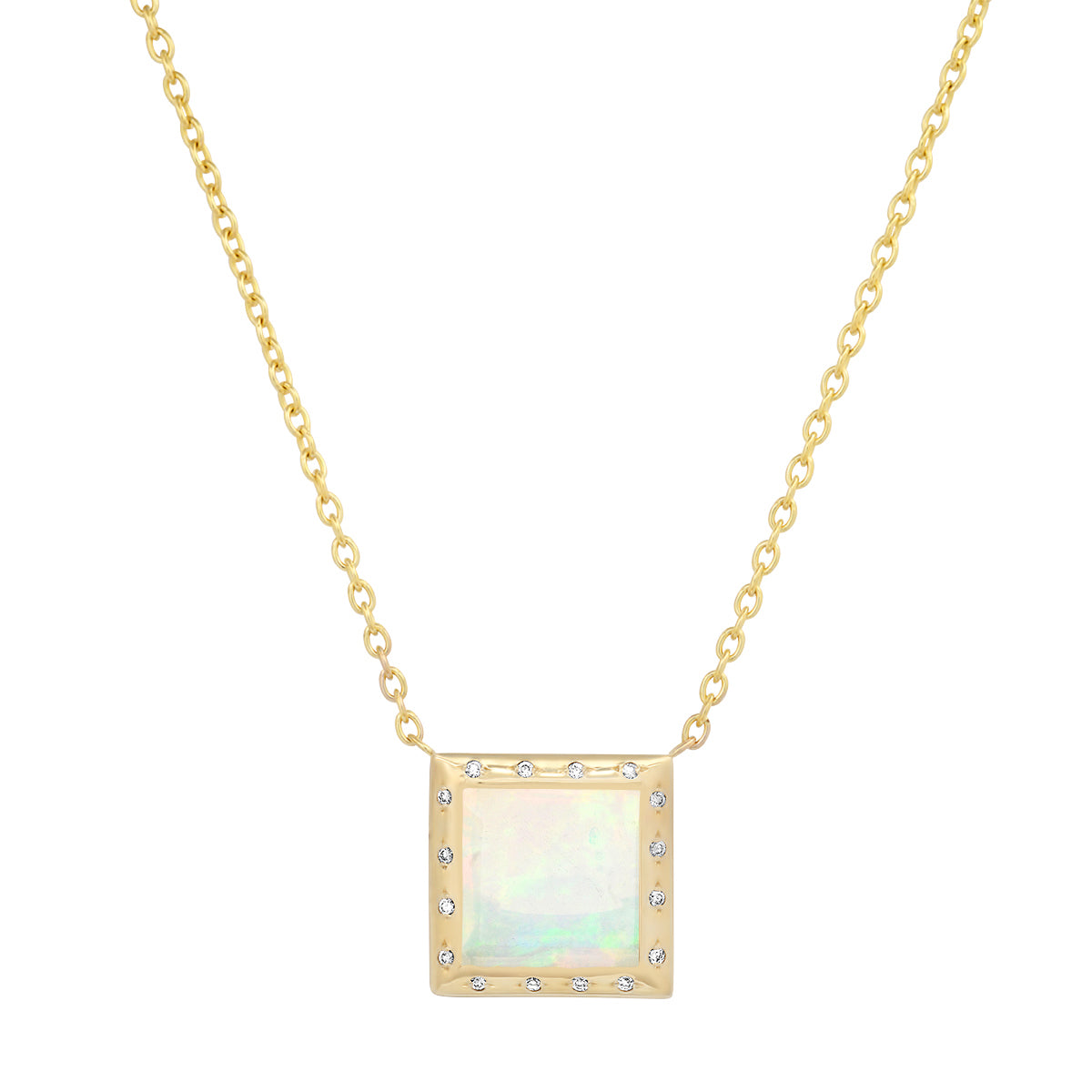 Sig Ward Jewelry 14K YG Opal and Diamond Necklace 