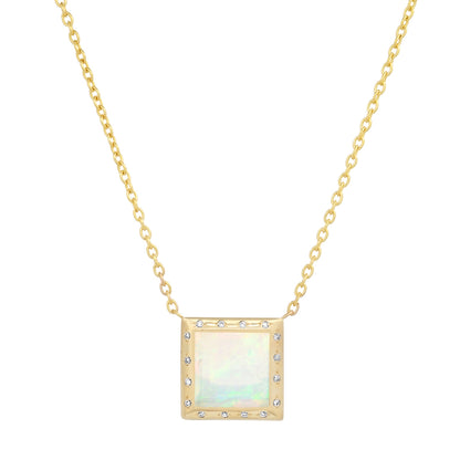 Sig Ward Jewelry 14K YG Opal and Diamond Necklace 