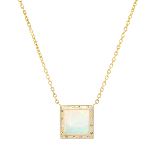 Sig Ward Jewelry 14K YG Opal and Diamond Necklace 
