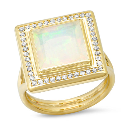 Sig Ward Jewelry 14K YG Opal and Diamond Ring