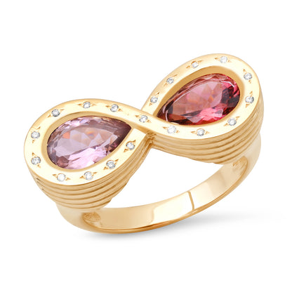 Sig Ward Jewelry 14K YG Pink Tourmaline and Diamond Infinity Ring