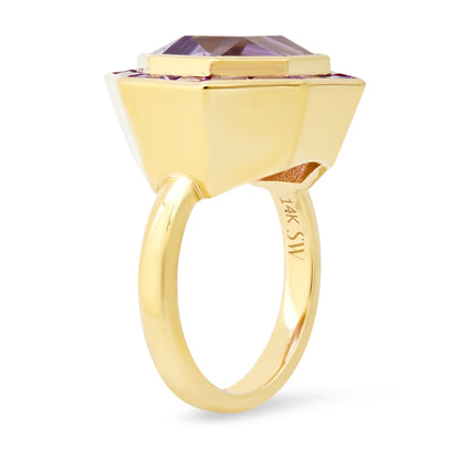 Sig Ward Jewelry 14K YG Rose De France Amethyst Bia Ring