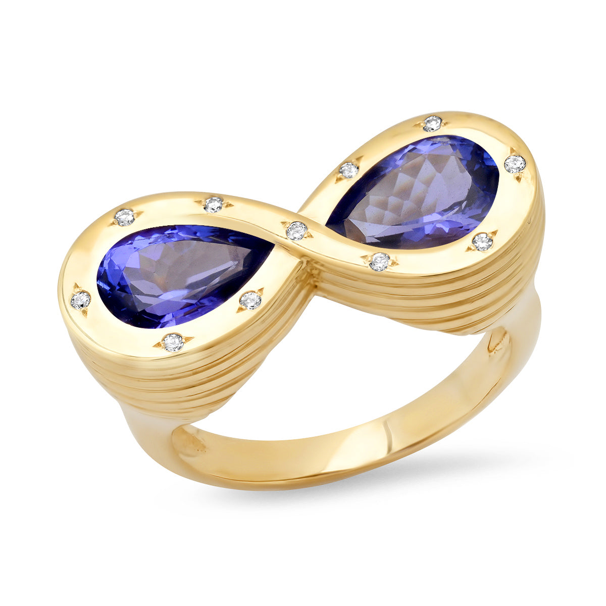 Sig Ward Jewelry 14K YG Tanzanite and Diamond Infinity Ring 