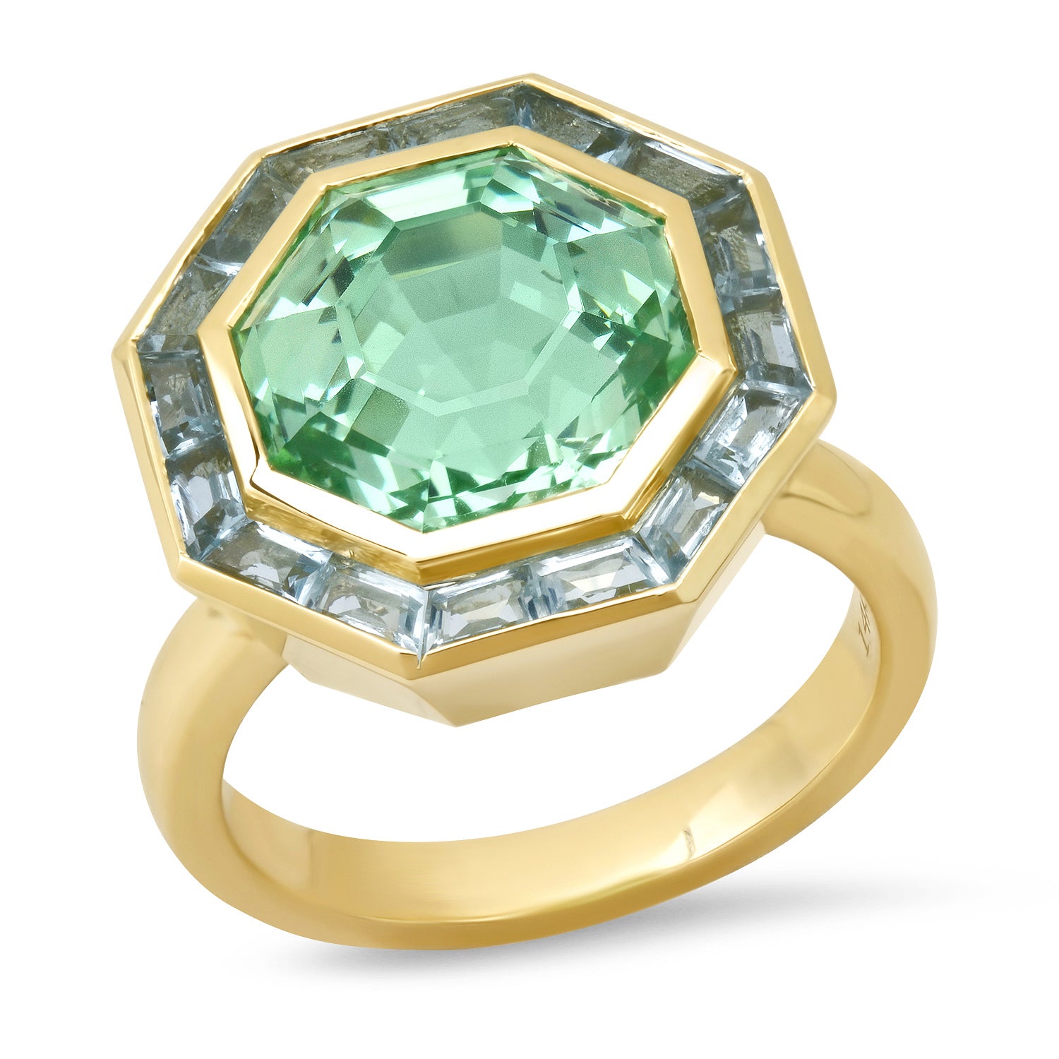 Sig Ward Jewelry 14K YG Tourmaline and Aquamarine Bia Ring