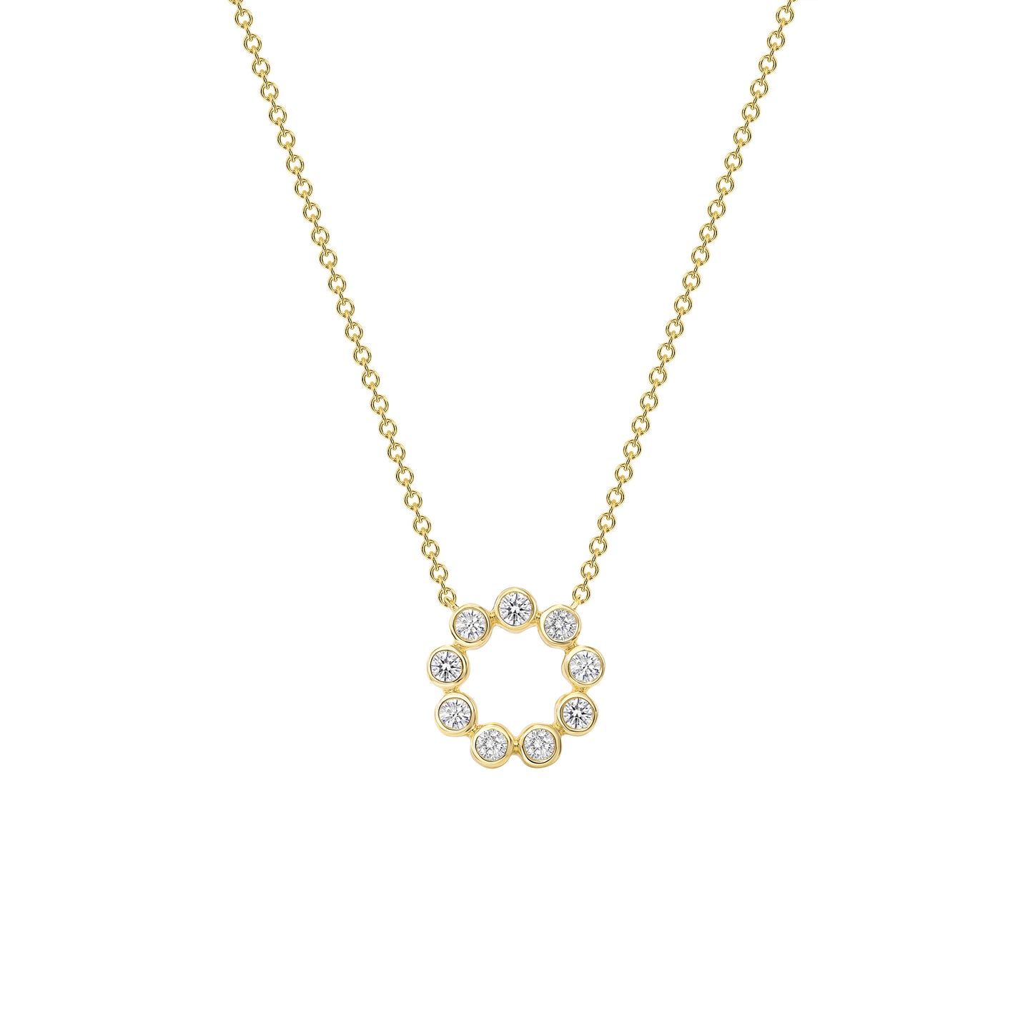 Sig Ward Jewelry 14K yellow gold mini blossom diamond necklace featuring delicate floral-inspired detailing with sparkling diamond accents, a luxury fine jewelry piece with an elegant and timeless design.