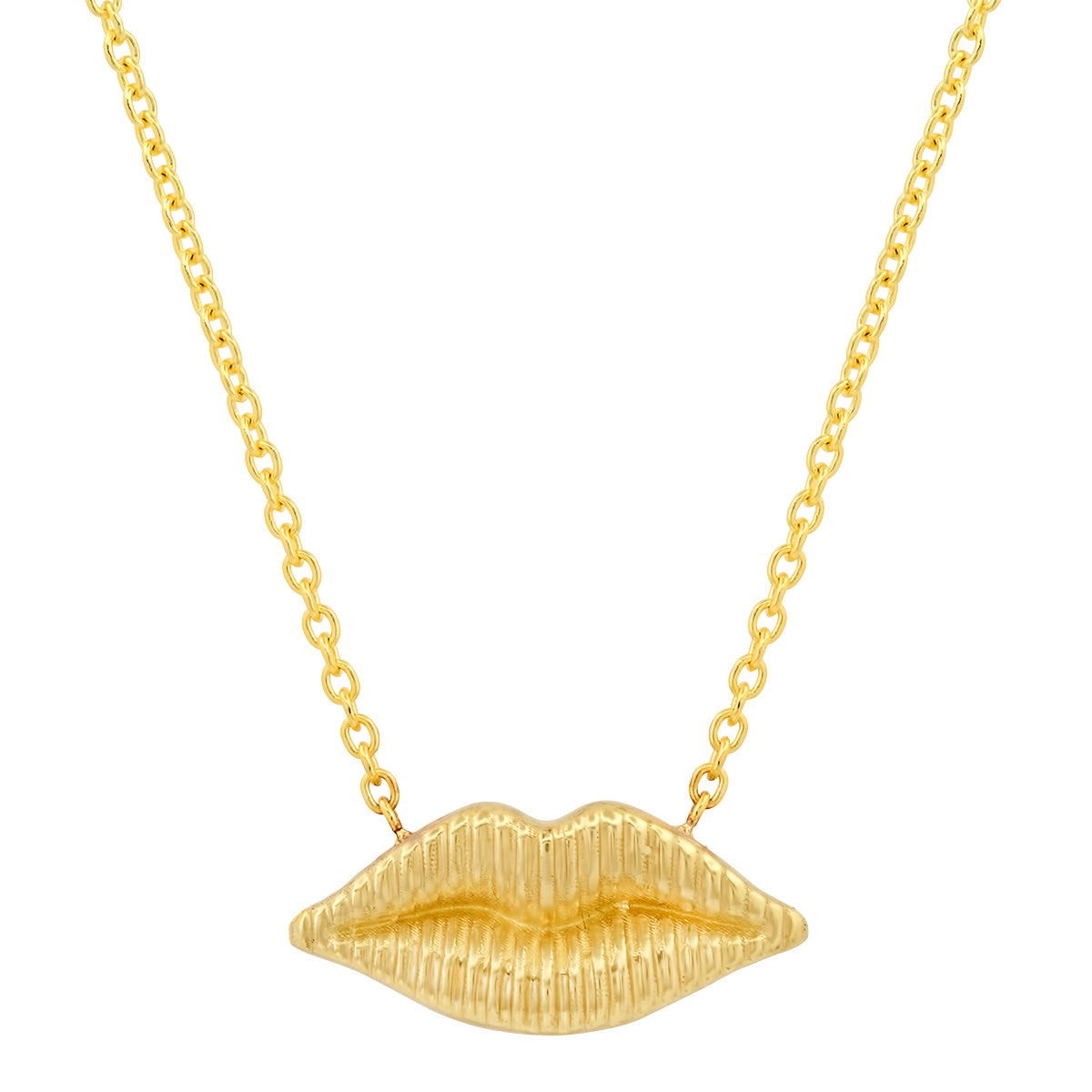 Sig Ward Jewelry 14K yellow gold kiss necklace featuring reeded gold detailing, a luxury fine jewelry piece with an elegant and timeless design.