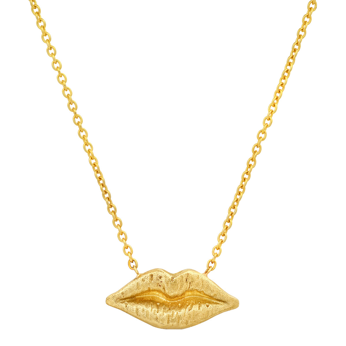 Sig Ward Jewelry 14K yellow gold kiss necklace featuring textured gold detailing, a luxury fine jewelry piece with an elegant and timeless design.