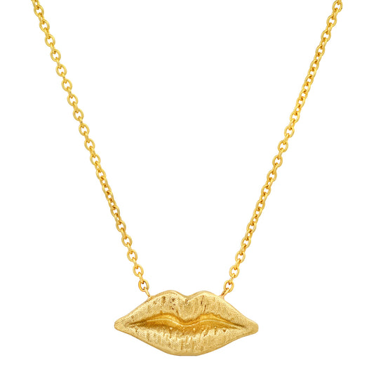 Sig Ward Jewelry 14K yellow gold kiss necklace featuring textured gold detailing, a luxury fine jewelry piece with an elegant and timeless design.