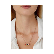 18K YG Loren Green Sapphire Baguette Enamel Bar Necklace