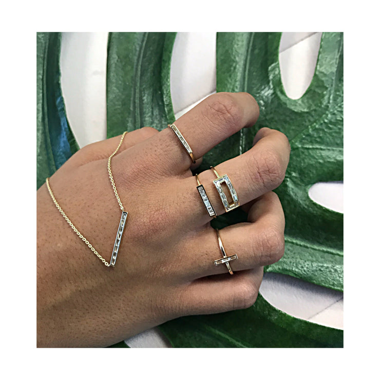 14K Athena Diamond Baguette Bar Necklace